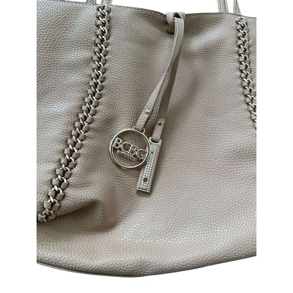 BCBG Taupe Tote Bag with Decorative Chain Accents for Women‎ - Picture 3 of 9